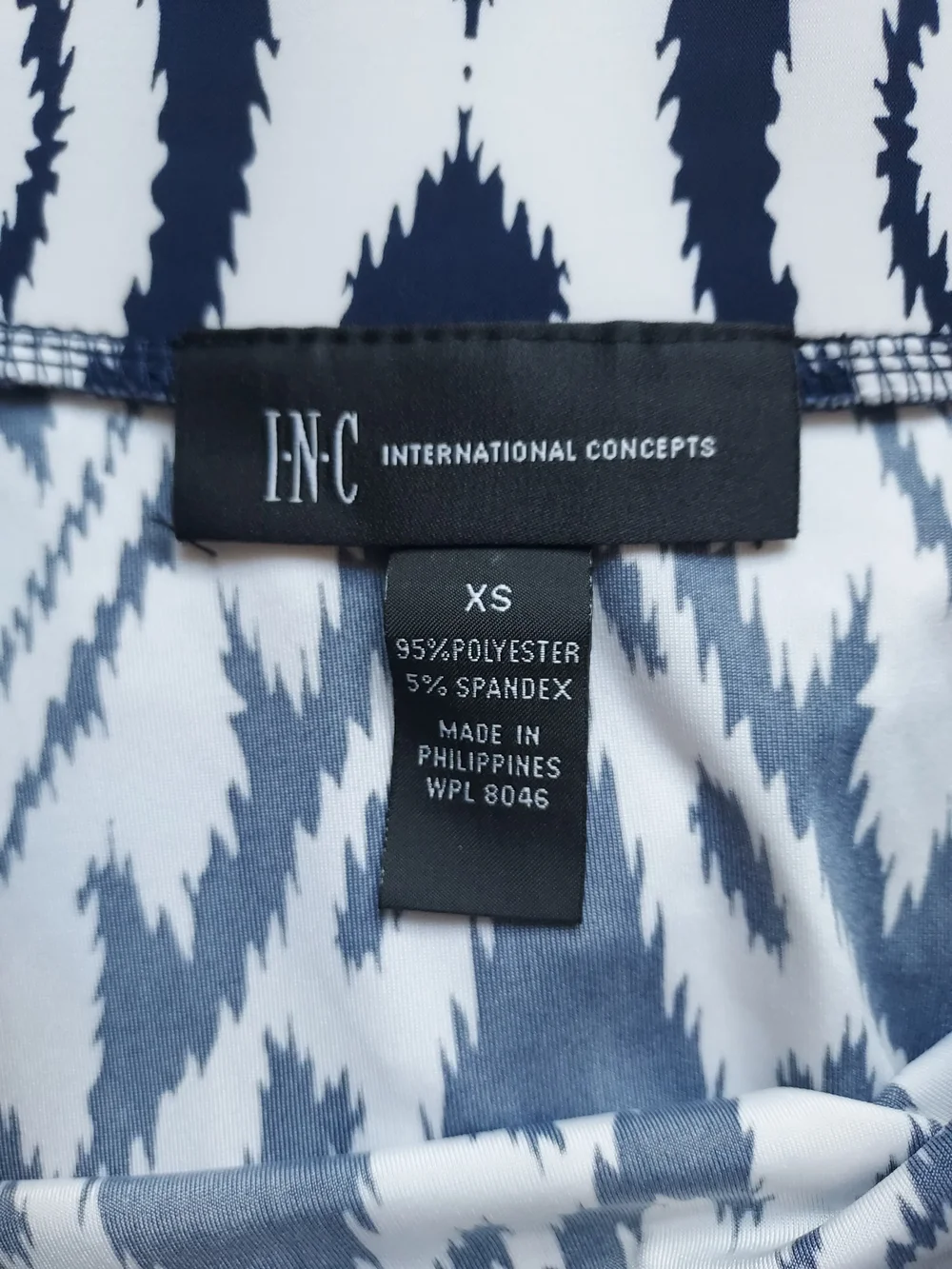 INC International Concepts Navy & White A-Line Damask Printed Maxi Skirt Office